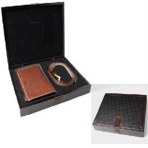 Thelebre 2-Piece Leather Executive Wallet Case & Leather Belt Set with Gift Box